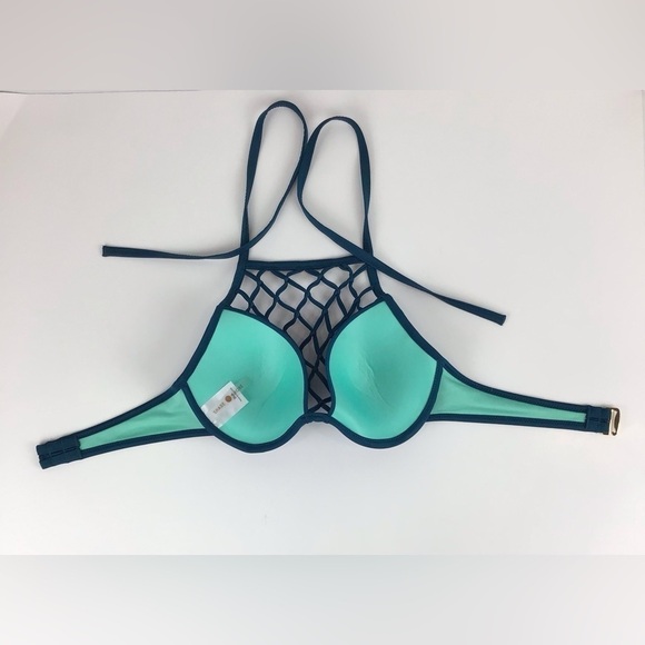 Shade & Shore Teal Net Bikini Top Light Lift | 36B - Picture 5 of 11